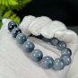 Blue Rabbit Hair Quartz Beaded Bracelet 12mm Icy Translucent Cornucopia