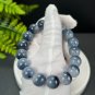 Blue Rabbit Hair Quartz Beaded Bracelet 12mm Icy Translucent Cornucopia