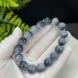 Blue Rabbit Hair Quartz Beaded Bracelet 12mm Icy Translucent Cornucopia