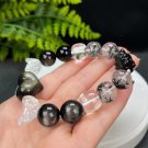 Mix Gemstones Beaded Bracelet Heart Silver Obsidian Nine Tailed Fox White Crystal Angel Wings Mix Gemstones Beaded Bracelet Heart Silver Obsidian Nine Tailed Fox White Crystal Angel Wings