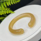 Yellow Agate Open Bangle 52MM Icy Translucent Carved Cute Bunny