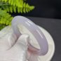 Light Purple White Agate Bangle 57+MM Icy Translucent Floating Cinnabar Dotted