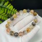 Herkimer Diamond Beaded Bracelet 10mm Flake Ice Transparent Multicolored
