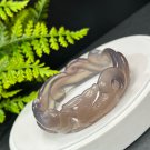 Gray Agate Bangle 63MM High Icy Translucent Clean Hand Carved Hollow Nine Tailed Fox