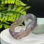 Gray Agate Bangle 63MM High Icy Translucent Clean Hand Carved Hollow Nine Tailed Fox