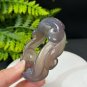 Gray Agate Bangle 63MM High Icy Translucent Clean Hand Carved Hollow Nine Tailed Fox