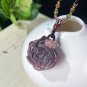 Alxa Agate Pendant Porcelain Luster Gradient Cameo Purple Hand Carved Nine Tailed Fox & Lotus