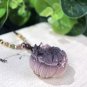 Alxa Agate Pendant Porcelain Luster Gradient Cameo Purple Hand Carved Nine Tailed Fox & Lotus