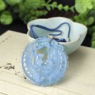 Blue Aquamarine Pendant Necklace Hollow Translucent Hand Carved Nine Tailed Fox Chinese Dragon