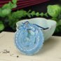 Blue Aquamarine Pendant Necklace Hollow Translucent Hand Carved Nine Tailed Fox Chinese Dragon