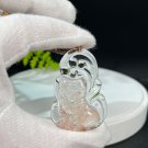 Rare Snowflake Phantom Quartz Pendant Necklace Icy Transparent Hand Carved Nine Tailed Fox Queen