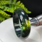 Green Moss Agate Bangle 57MM Icy Translucent Crystallization Floating Aquatic Flowers