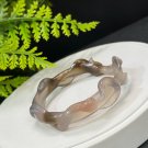 Gradient Gray Agate Bangle 58MM High Icy Translucent Clean Hand Carved Twisted Chinese Zodiac Snake