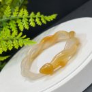 Gradient Orange Agate Bangle 56MM High Icy Translucent Clean Hand Carved Twist Snake
