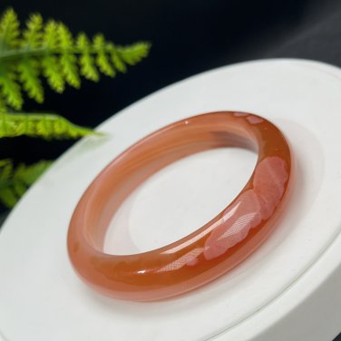Madagascar Landscape Agate Bangle 58MM Icy Gradient Orange Pink