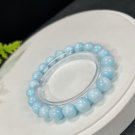 Hemimorphite Beaded Bracelet 8.6mm Porcelain Luster Crystallization Light Blue White