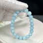 Hemimorphite Beaded Bracelet 8.6mm Porcelain Luster Crystallization Light Blue White