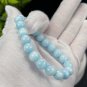 Hemimorphite Beaded Bracelet 8.6mm Porcelain Luster Crystallization Light Blue White