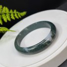Green Moss Agate Bangle 56MM Icy Translucent Crystallization Floating Aquatic Flowers