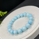 Hemimorphite Beaded Bracelet 11mm Porcelain Luster Crystallization Light Blue White
