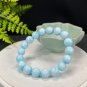 Hemimorphite Beaded Bracelet 11mm Porcelain Luster Crystallization Light Blue White