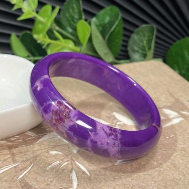 Purple Phosphosiderite Bangle 60MM Porcelain Luster Floating Flowers