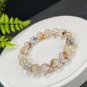 Herkimer Diamond Beaded Bracelet 12mm Flake Ice Rainbow Transparent Multicolored