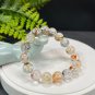 Herkimer Diamond Beaded Bracelet 12mm Flake Ice Rainbow Transparent Multicolored