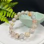 Herkimer Diamond Beaded Bracelet 12mm Flake Ice Rainbow Transparent Multicolored