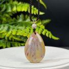 Fossilized Coral Pendant Necklace Icy Jadeification Hairs Multicolored Teardrop