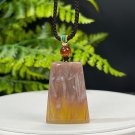 Fossilized Coral Pendant Necklace Icy Jadeification Geode Hairs Light Honey Sugar Trapezoid