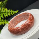 Brick Red Fossilized Coral Bangle 59MM Old Mine Porcelain Luster Bryozoan Celestial Eye
