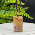 Fossilized Coral Pendant Necklace Icy Jadeification Hairs Multicolored Rectangle