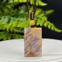 Fossilized Coral Pendant Necklace Icy Jadeification Hairs Multicolored Rectangle