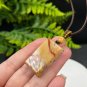 Fossilized Coral Pendant Necklace Icy Jadeification Hairs Multicolored Rectangle