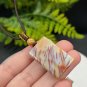 Fossilized Coral Pendant Necklace Icy Jadeification Hairs Multicolored Rectangle
