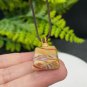 Fossilized Coral Pendant Necklace Icy Jadeification Hairs Multicolored Rectangle