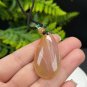 Fossilized Coral Pendant Necklace Icy Jadeification Hairs Yellowish Red Teardrop