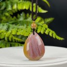 Fossilized Coral Pendant Necklace Icy Jadeification Hairs Multicolored Teardrop