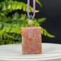 Orange Pink Fossilized Coral Pendant Necklace Icy Jadeification Geode Kaleidoscope Rectangle