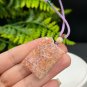Orange Pink Fossilized Coral Pendant Necklace Icy Jadeification Geode Kaleidoscope Rectangle