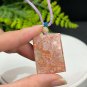 Orange Pink Fossilized Coral Pendant Necklace Icy Jadeification Geode Kaleidoscope Rectangle