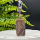 Purple Yellow Fossilized Coral Pendant Porcelain Luster Jadeification Bryozoan