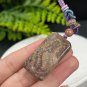 Purple Yellow Fossilized Coral Pendant Porcelain Luster Jadeification Bryozoan