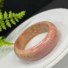 Orange Pink Fossilized Coral Bangle 50MM Porcelain Luster Jadeification Lemon Blossom Phoenix Tail