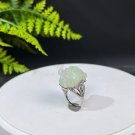 Raw Green Crystal Ring Adjustable Freeform Flake Ice Silver S925 Handmade