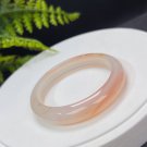 Madagascar Agate Bangle 54MM Icy Pink White Floating Honey Sugar Celestial Eye