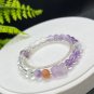 Mix Crystal Beaded Bracelet Gold Swallowing Beast Amethyst Rutilated Quartz Sunstone Ametrine
