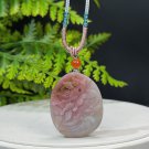 Yanyuan Agate Pendant Necklace Matte Pink Purple Green Hand Carved Carps Lotus 盐源玛瑙