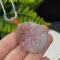Yanyuan Agate Pendant Necklace Matte Pink Purple Green Hand Carved Carps Lotus &ccedil;��&aelig;&ordm;�&ccedil;��&ccedil;��